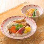 千秋吹き寄せ穴子ちらし寿司 ＆特製海老真薯 菊花あんかけ